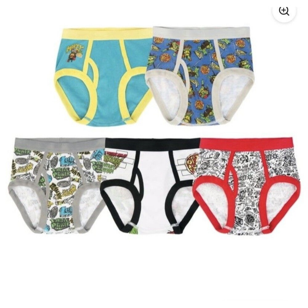 Teenage Mutant Ninja Turtles Boys Size 4 Briefs 5 Pair Cotton Underwear NEW H